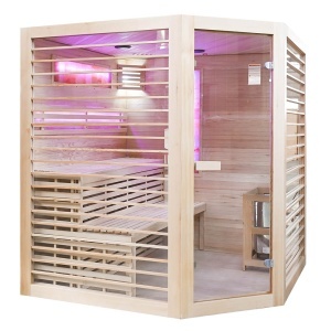 Saună uscată MO-EL4CS cu încălzitor Harvia de 8 kW, piatră de sare și izolație de perete 180 x 180 x 200 cm - Img 7