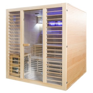 Saună uscată MO-EL4S cu soba Harvia 8 kW, piatră de sare și izolație de perete 180 x 180 x 200 cm - Img 8