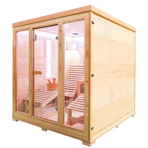 Saună uscată MO-EL5S-L cu aragaz Harvia 8 kW, șezlonguri, piatră de sare și izolație 180 x 180 x 190 cm - Img 16
