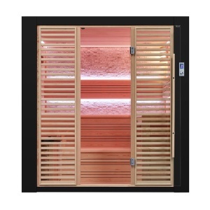 Sauna uscata traditionala finlandeza MUE-1402 cu soba Harvia 6kW, piatra decorativa, 200 x 170 x 210 cm - Img 9