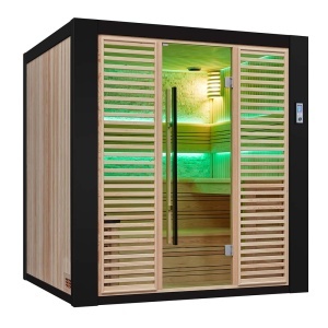 Sauna uscata traditionala finlandeza MUE-1402 cu soba Harvia 6kW, piatra decorativa, 200 x 170 x 210 cm - Img 19