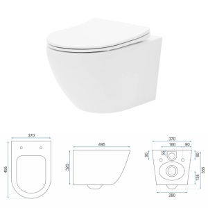 Set Bideu REA CARLO MINI Si Vas WC REA CARLO FLAT MINI RIMLESS, Montaj Suspendat, Ceramica Sanitara, Capac Soft-Close Inclus, Alb - Img 12