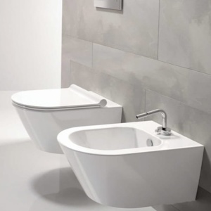 Set Bideu si Vas WC GROHE, montaj suspendat, ceramica sanitara, WC SONET RIMLESS + Bideu + Capac Soft-Close SLIM PREMIUM + Cadru+Clapeta - Img 21