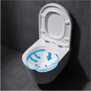 Set Bideu si Vas WC PRO GROHE, montaj suspendat, ceramica sanitara, WC SONATA Clementina RIMLESS + Bideu +Capac Soft-Close + Cadru + Clapeta - Img 6