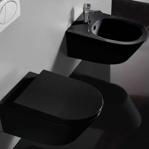 Set Bideu si Vas WC PRO Sonet, Montaj In Perete, Ceramica Sanitara, Capac Soft-Close Inclus, Negru - Img 6