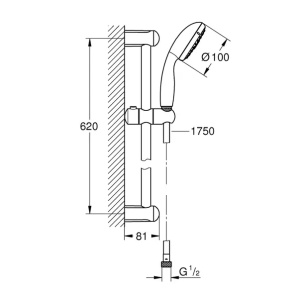 Set de dus cu bara 60 cm Grohe Tempesta 100 crom lucios 4 tipuri de jet - Img 3