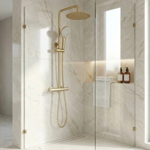 Set de duș fără pipă cu termostat Rea Lungo Gold Brush - Img 3