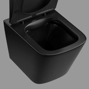 Set GEBERIT Bideu si Vas WC IMPERIA RIMLESS+Capac Soft-Close Inclus SLIM PREMIUM+Cadru+Clapeta, Ceramica sanitara, Negru mat - Img 2