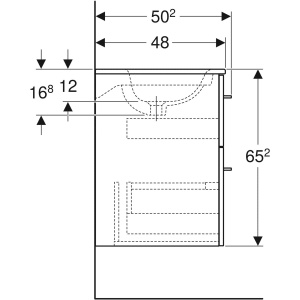Set mobilier baie suspendat Geberit Selnova Square 100 x 48 cm cu lavoar si 2 sertare alb lucios - Img 4