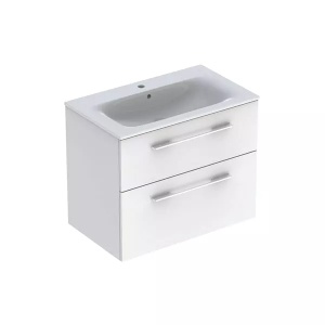 Set mobilier baie suspendat Geberit Selnova Square 80 x 48 cm cu lavoar alb lucios