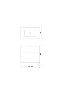 Set mobilier pe pardoseala Gala Daily galet lucios 80 x 46 cm cu lavoar si 3 sertare - Img 2