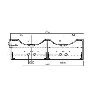 Set mobilier suspendat si lavoar dublu Kolpasan Pandora 150 cm lemn natur - Img 5