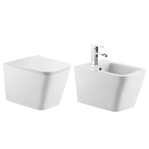 Set Vas de toaleta si Bideu INES cu sistem inovator de spalare- Rimles Tornado - Img 1