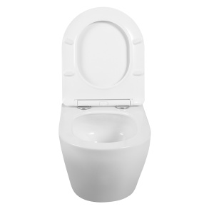 SET Vas WC+BIDEU VILA WHITE, Sistem inovator de spalare Rimless Tornado, Suspendat, Ceramica sanitara, Capac Slim Premium Soft-Close Inclus, - Img 9
