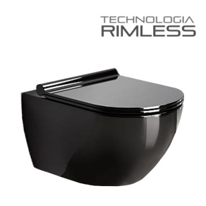Set Vas WC PRO GEBERIT, Montaj Suspendat, Ceramica Sanitara, Vas WC VERA BLACK RIMLESS + Capac Soft-Close SLIM Inclus+Cadru+Clapeta - Img 2