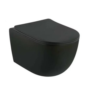 Set vas wc rimless cu capac softclose si bideu Fluminia Minerva negru mat - Img 2