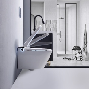 Set vas WC Smart ,cu functie bideu, Buton Crom, cadru inclus - Img 12