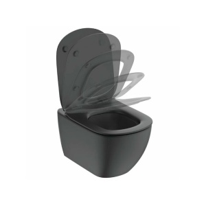 Set vas wc suspendat Ideal Standard Tesi Aquablade cu capac slim softclose negru mat Silk Black - Img 3