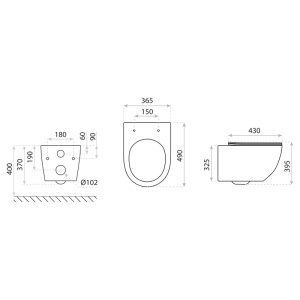 Set WC suspendat rimless cu capac inclus Spectrum Trendi Stone 35.5 x 51.5 cm alb mozaic - Img 5