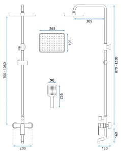 Sistem Complet De Dus REA HASS BLACK, Montaj Pe Perete, Para Dreptunghiulara Tip Ploaie 19,5 x 26,5 Cm, 3 Functii , Finisaj Negru Mat - Img 5