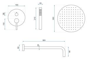 Sistem Complet De Dus REA LUNGO ALB + BOX, Montaj In Perete, Para Rotunda Tip Ploaie 25x25 Cm, 2 Functii De Curgere A Apei, Alb Mat - Img 8