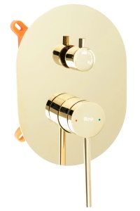 Sistem Complet De Dus REA OVAL BOX GOLD, Montaj In Perete, Para Dreptunghiulara Tip Ploaie 20x30 Cm, 2 Functii De Curgere A Apei, Auriu - Img 10