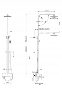 Sistem complet de dus Veldman, Montaj Pe Perete, Finisaj Crom - Img 5