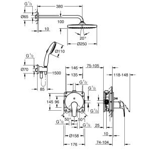 Sistem de dus incastrat Grohe Eurosmart Cosmopolitan 250 - Img 4