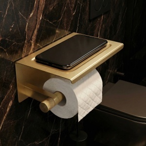 Suport pentru hârtie igienică cu poliță 39105A Rea ORI Brush Gold - Img 2