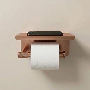 Suport pentru hârtie igienică cu poliță Rea 6613 Modern Copper Brush - Img 4