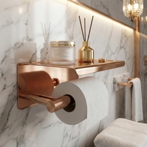 Suport pentru hârtie igienică cu poliță Rea 6613 Modern Copper - Img 2