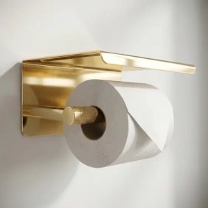 Suport pentru hârtie igienică cu poliță Rea 6613 Modern Gold - Img 4