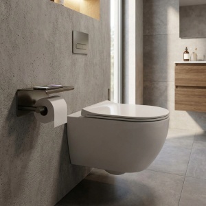 Suport pentru hârtie igienică cu poliță Rea 6613 Modern Titan - Img 3