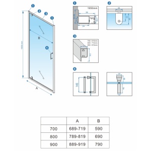Usa de dus batanta din sticla securizata 6 mm cu rame cromate ZES-KZ18B-80, 80 x 195 cm - Img 8