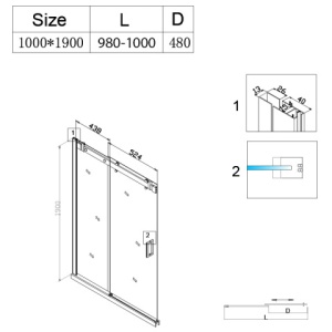 Usa dus glisanta SH03B sticla 95-100 cm, grosime 8mm - Img 5
