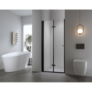 Usi pentru dus cu rame negre si sticla securizata 6mm SH01 B 90 cm - Img 5