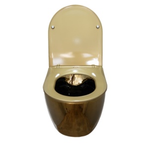 Vas Wc MIZU-GL-BL-RIM-03, montaj suspendat, capac softclose inclus, culoare auriu lucios - Img 10