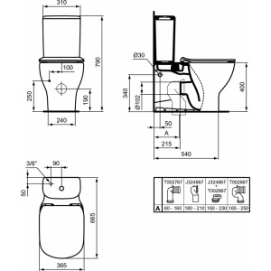 Vas WC pe pardoseala Ideal Standard Tesi Aquablade, negru mat, fara rezervor si capac - Img 3