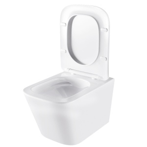 Vas WC suspendat Aqua White 02, rimless cu capac din duroplast si inchidere softclose - Img 7