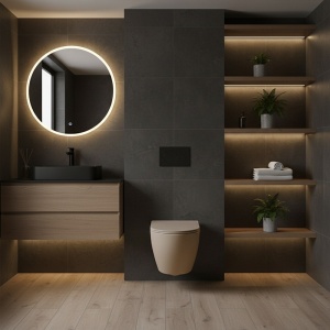 Vas WC suspendat Flow Tornado Cappuccino, rimless cu capac soft close duroplast - Img 6