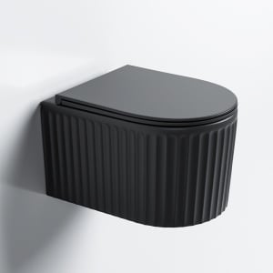 Vas WC suspendat LUMA Negru Mat, Model Canelat, cu capac SoftClose Inclus - Img 2