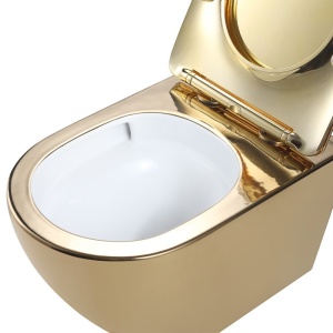 Vas WC suspendat Mizu Tornado Gold & White, rimless cu capac softclose - Img 8