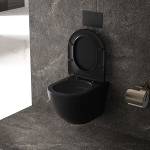 Vas WC suspendat Nero Black cu sistem tornado, rimless si capac cu softclose - Img 4