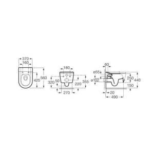 Vas WC suspendat Roca Inspira Rimless alb 56 x 37 cm - Img 3