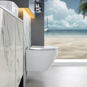 Vas WC suspendat Tornado Flow White Gloss rimless cu capac din duroplast si inchidere softclose - Img 5
