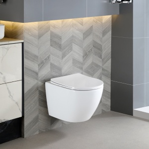 Vas WC suspendat Tornado Flow White rimless cu capac softclose - Img 2