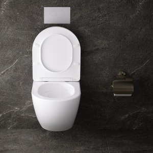 Vas WC suspendat Tornado Nero White 03, rimless cu capac din duroplast si inchidere softclose - Img 3