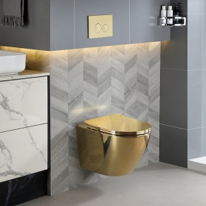 Vas WC suspendat Yuzu Gold, rimless cu capac softclose - Img 2