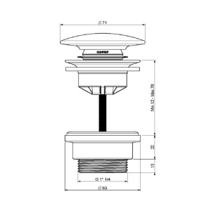 Ventil Click-Clack universal Hatria cu capac ceramic alb - Img 2