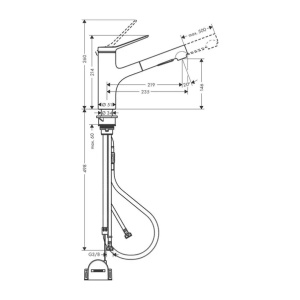 Baterie bucatarie cu dus extractibil Hansgrohe Zesis M33 monocomanda crom lucios - Img 6